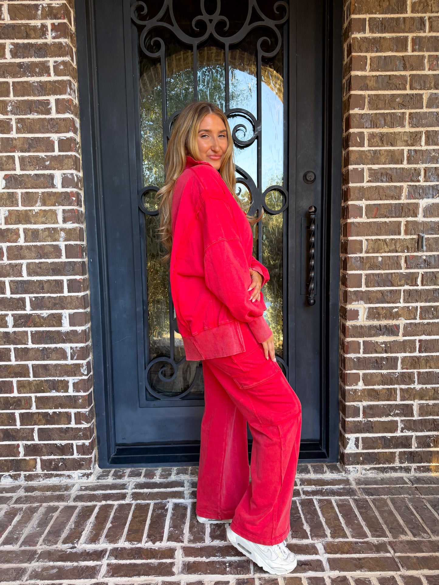 Cozy Red Velour Lounge Set