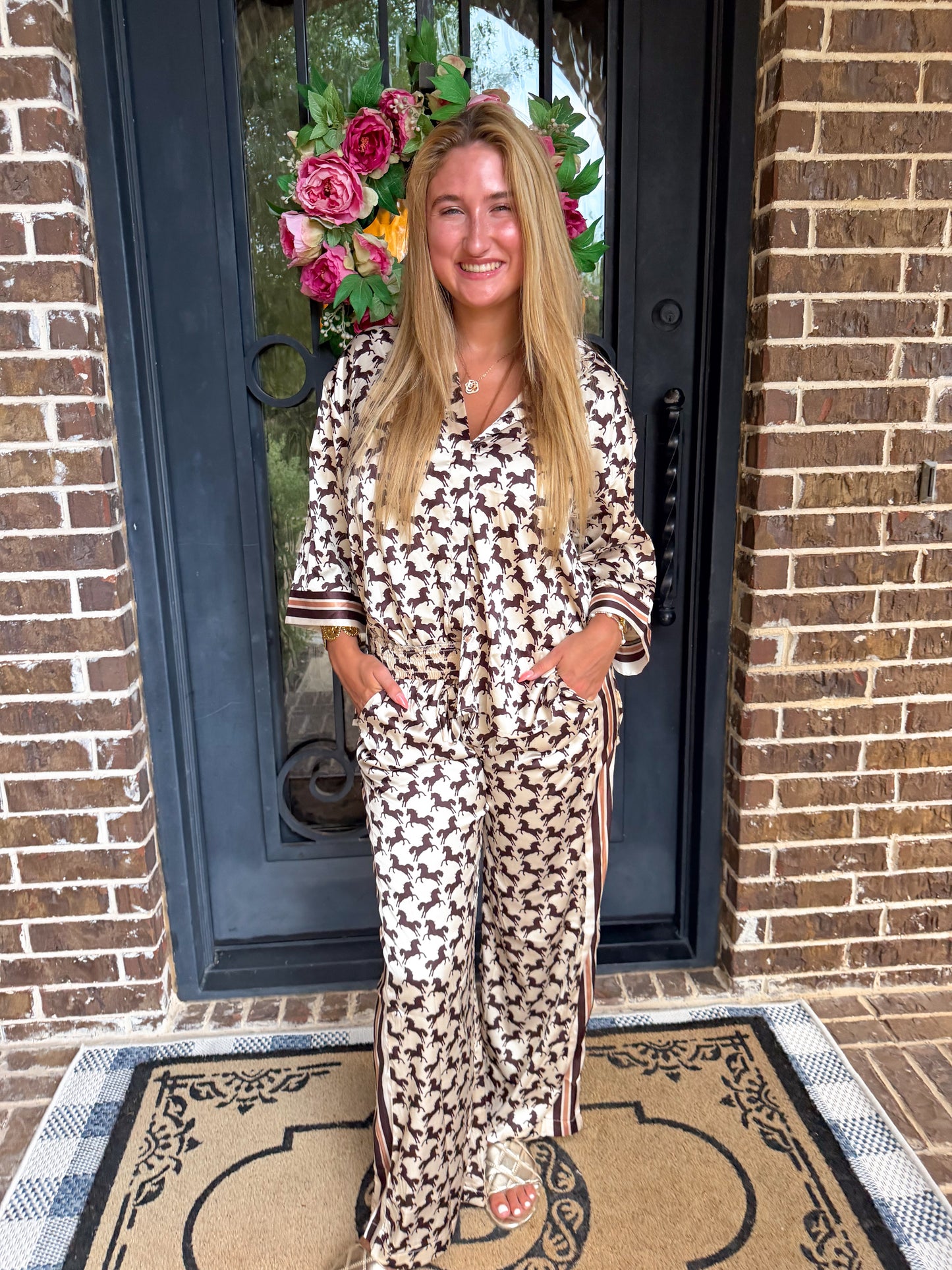 Western Horse Satin Lounge Set