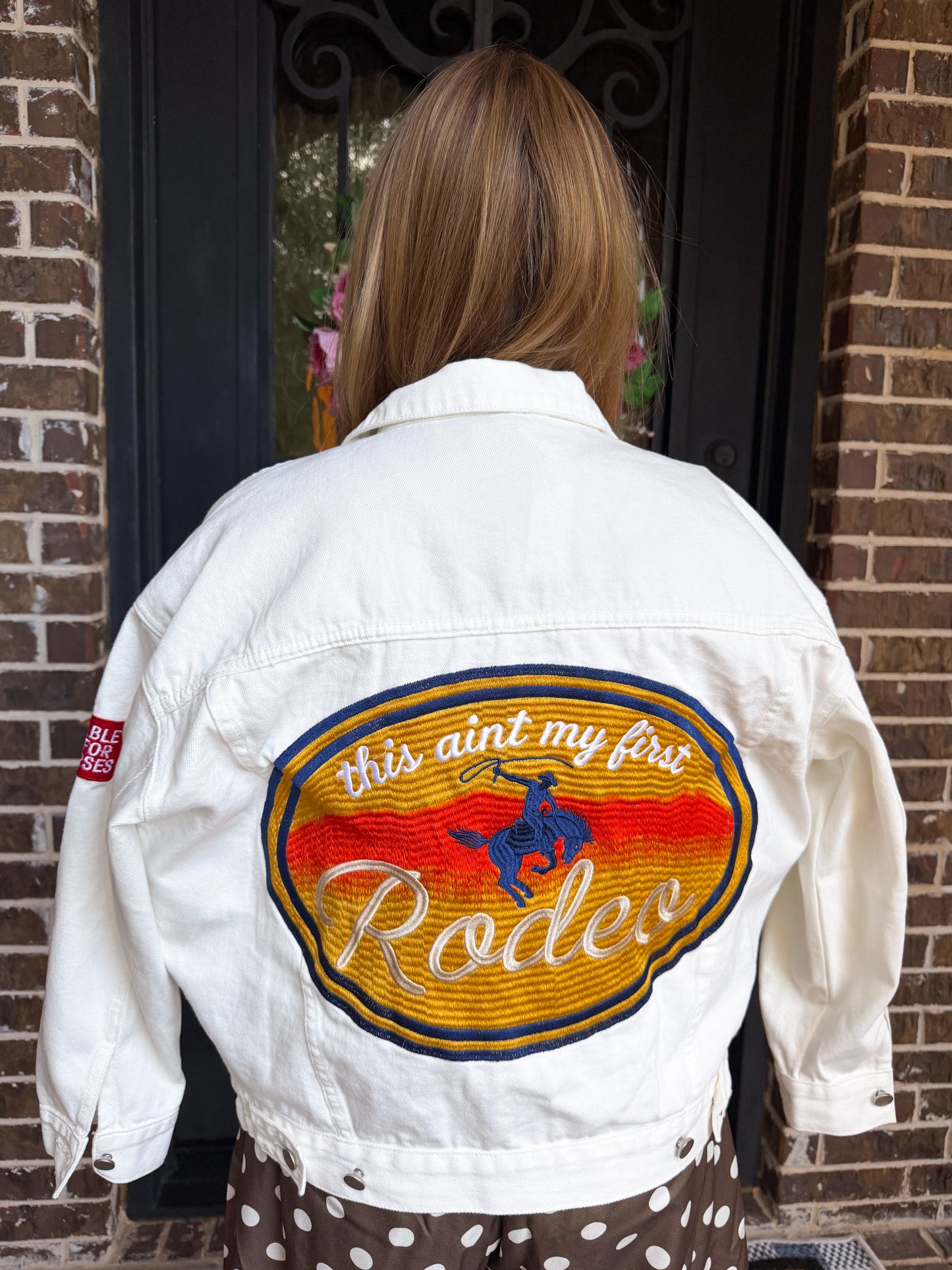 First Rodeo Embroidered White Denim Jacket