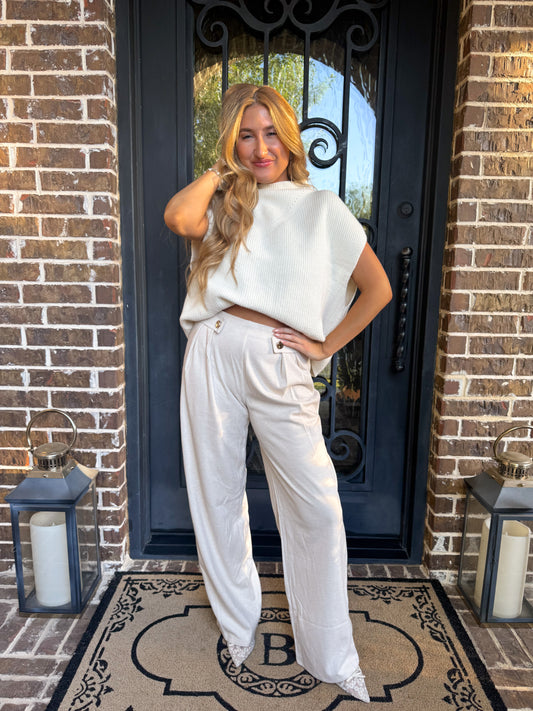 Elegant Ivory Trouser Pants