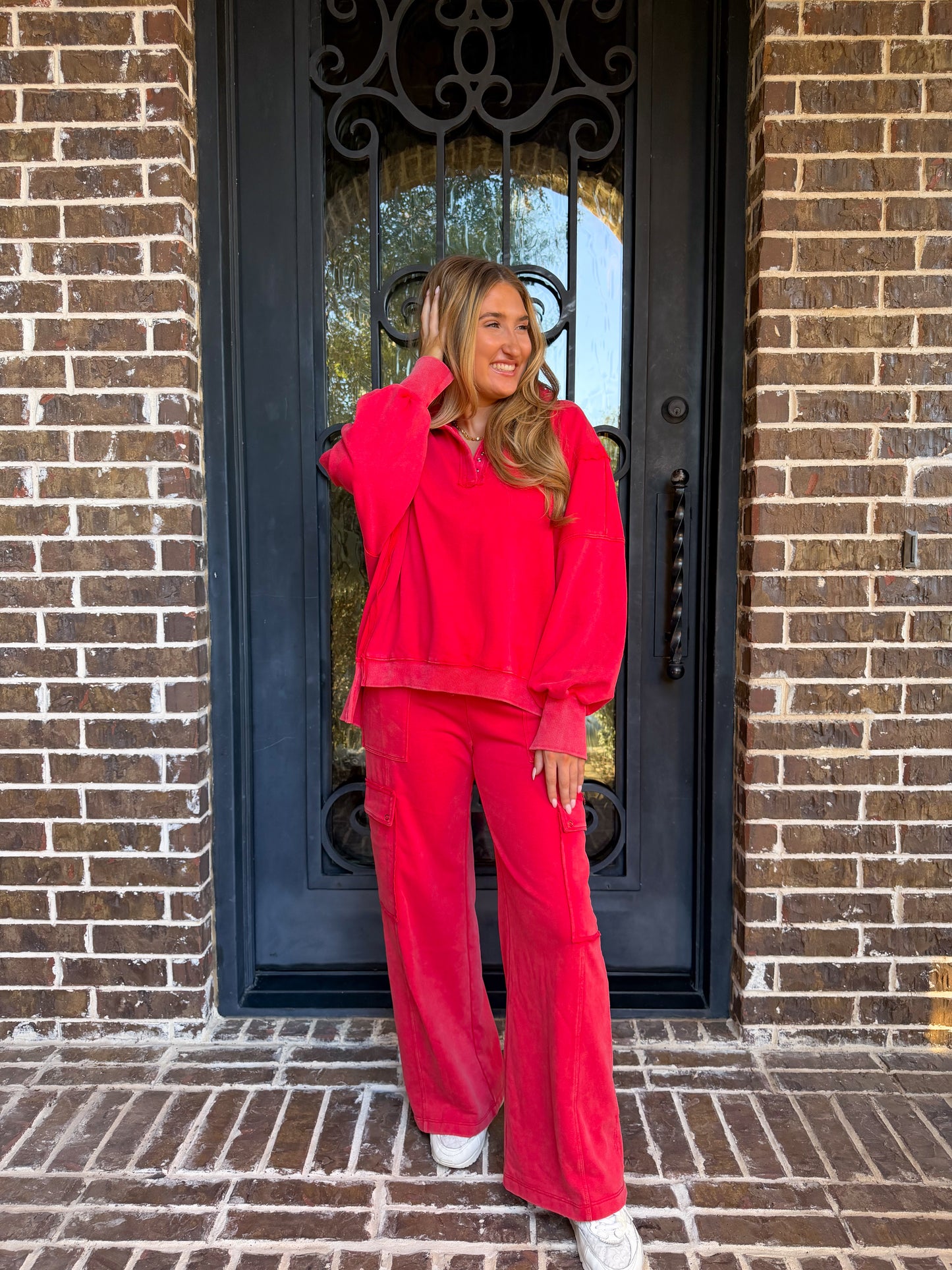 Cozy Red Velour Lounge Set