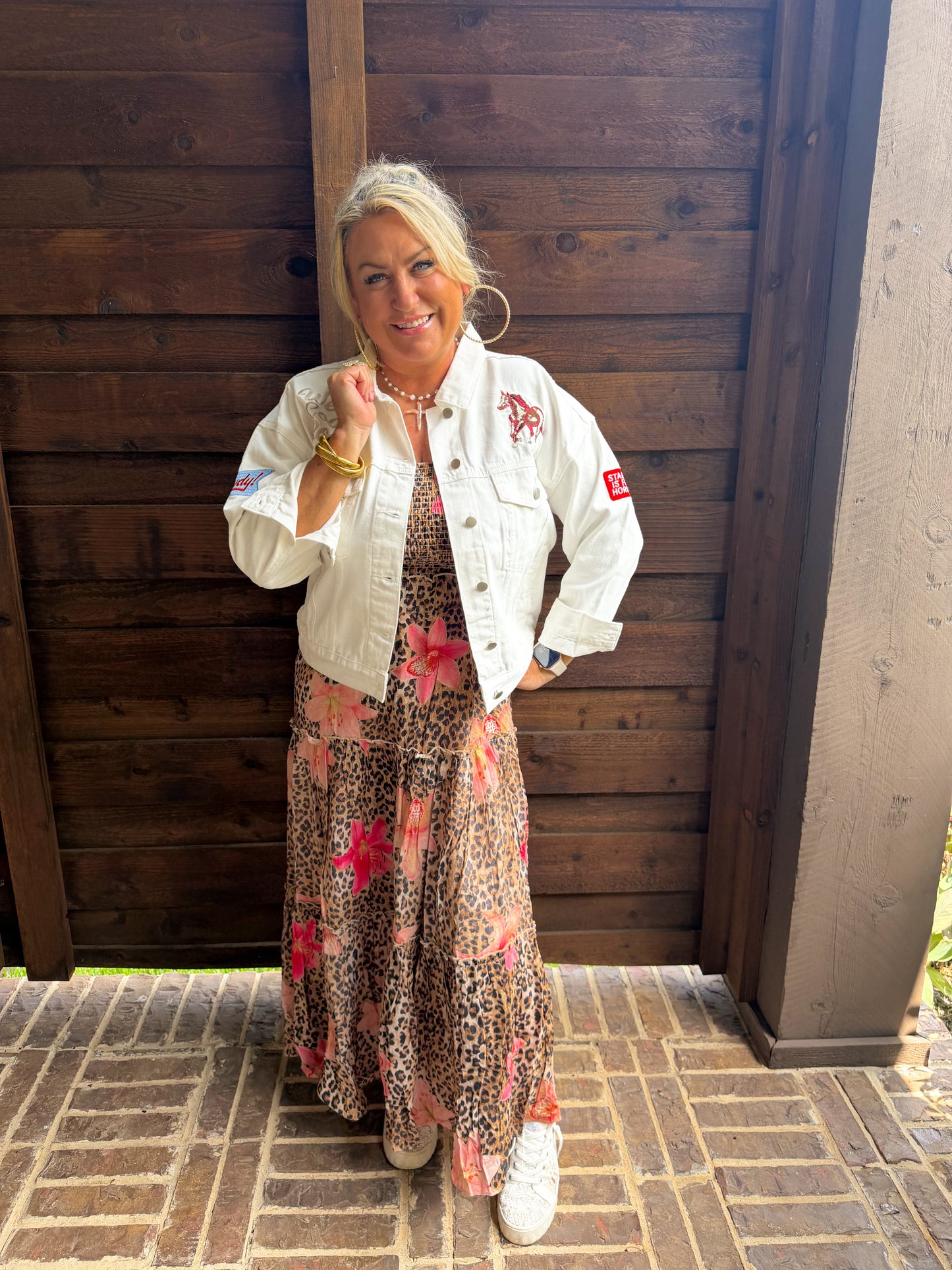 First Rodeo Embroidered White Denim Jacket