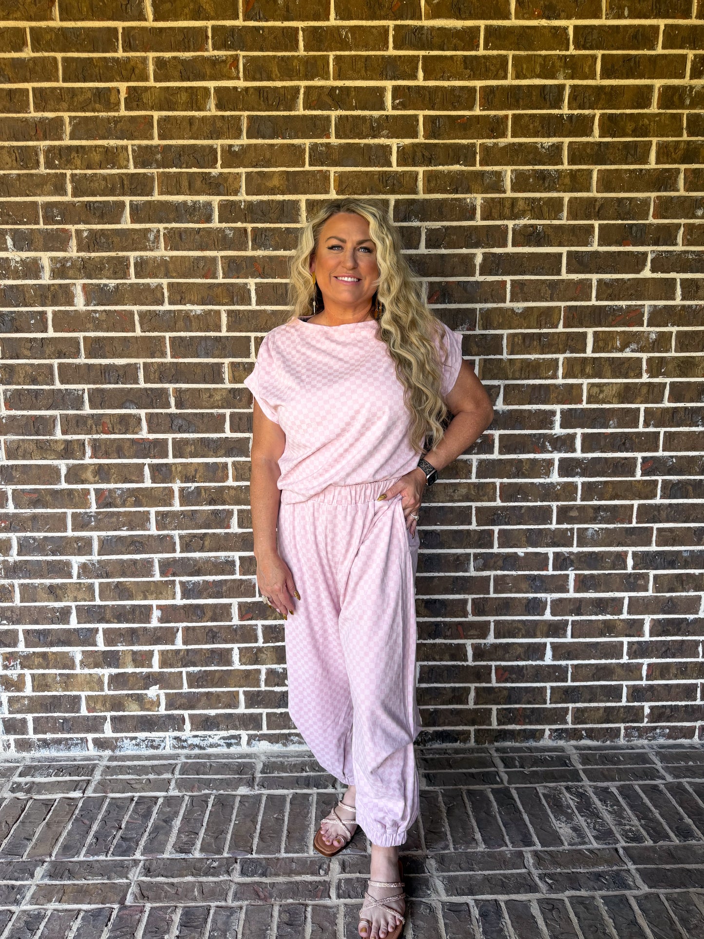 Pink Checkered Lounge Set