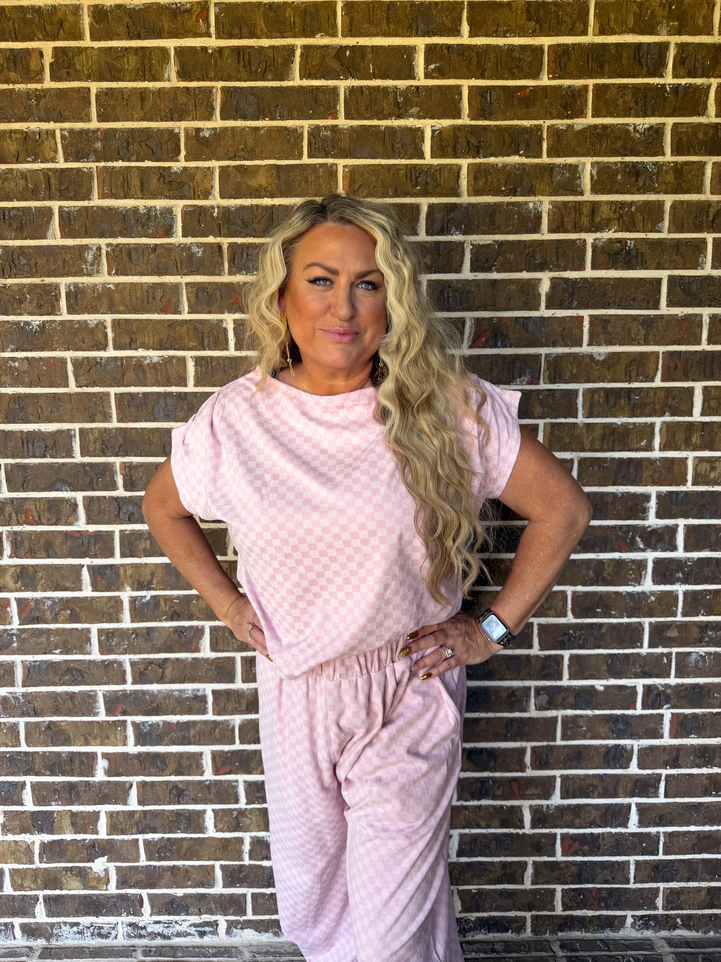 Pink Checkered Lounge Set