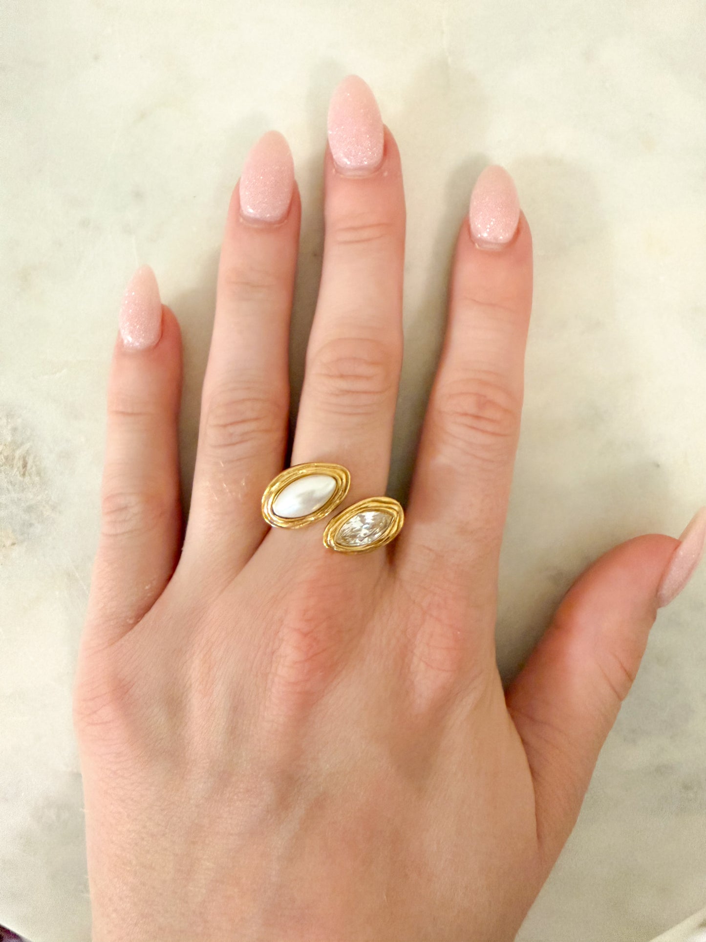 Dual Charm Open Ring