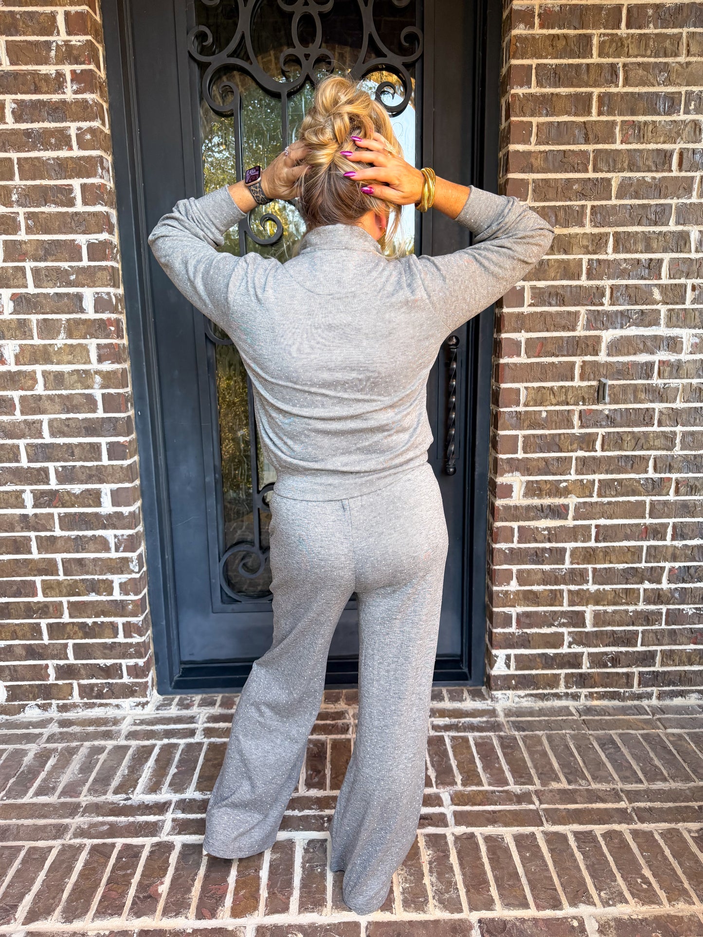 Grey Sparkle Zip-Up Lounge Set