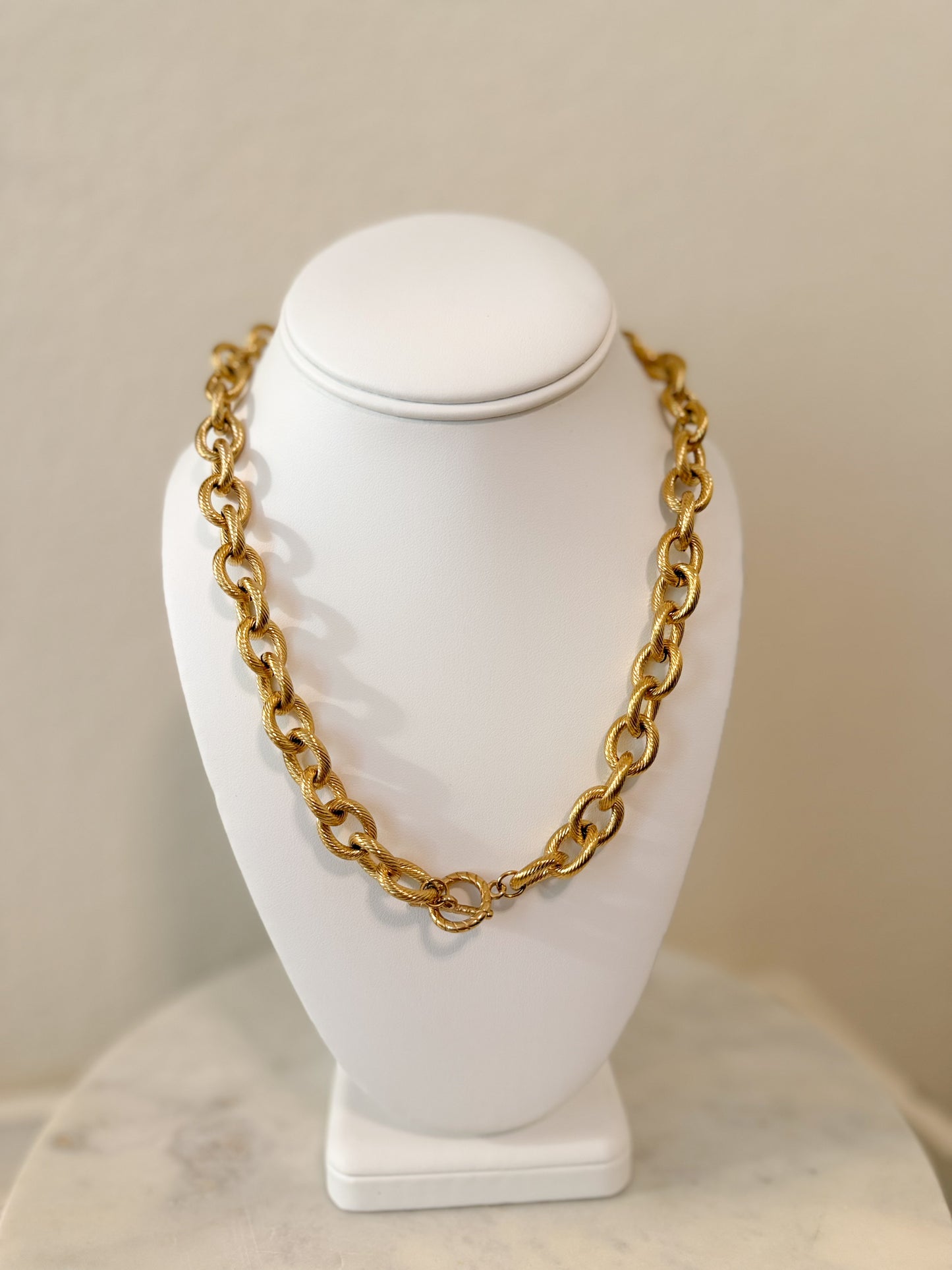 Bold Gold Rope Link Necklace