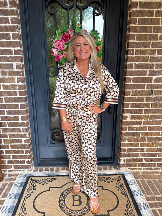 Western Horse Satin Lounge Set