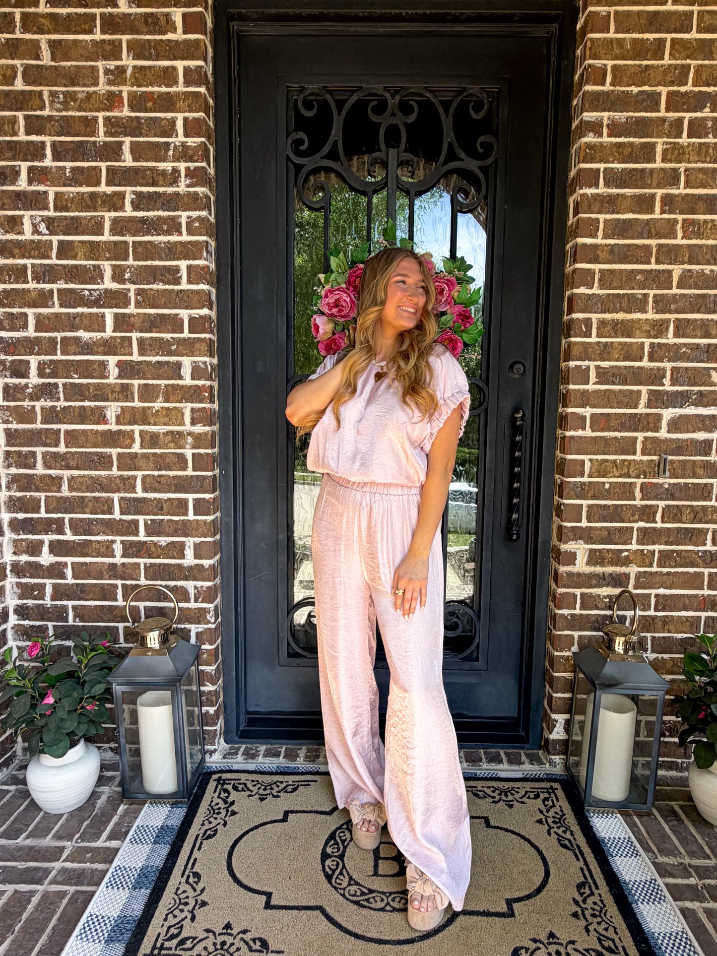 NEW Pink Fancy Rushed Pant Set
