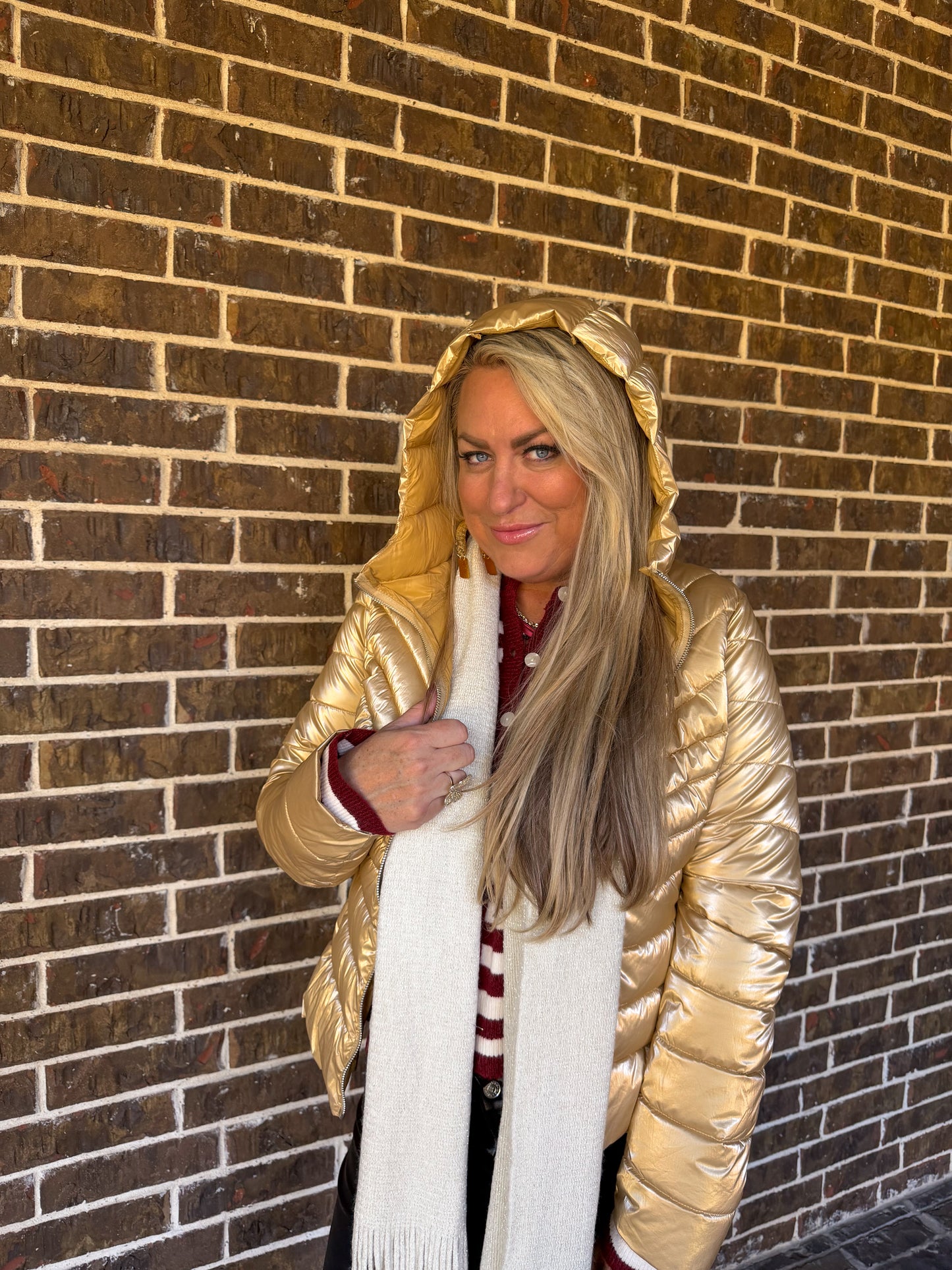 Cream Fringe Winter Scarf