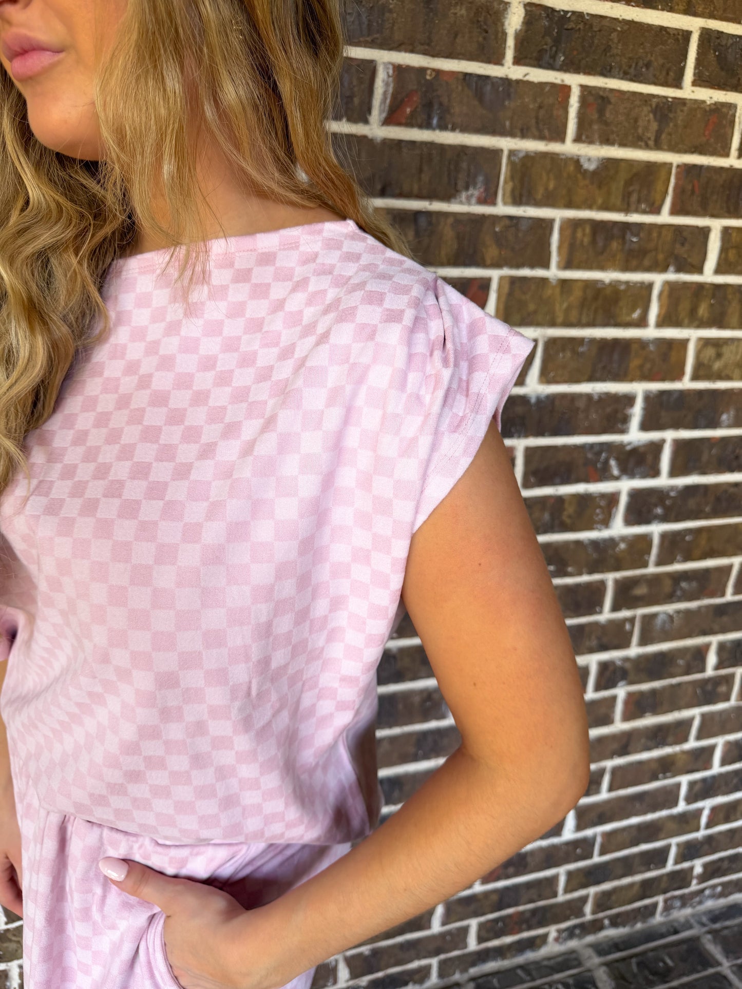 Pink Checkered Lounge Set