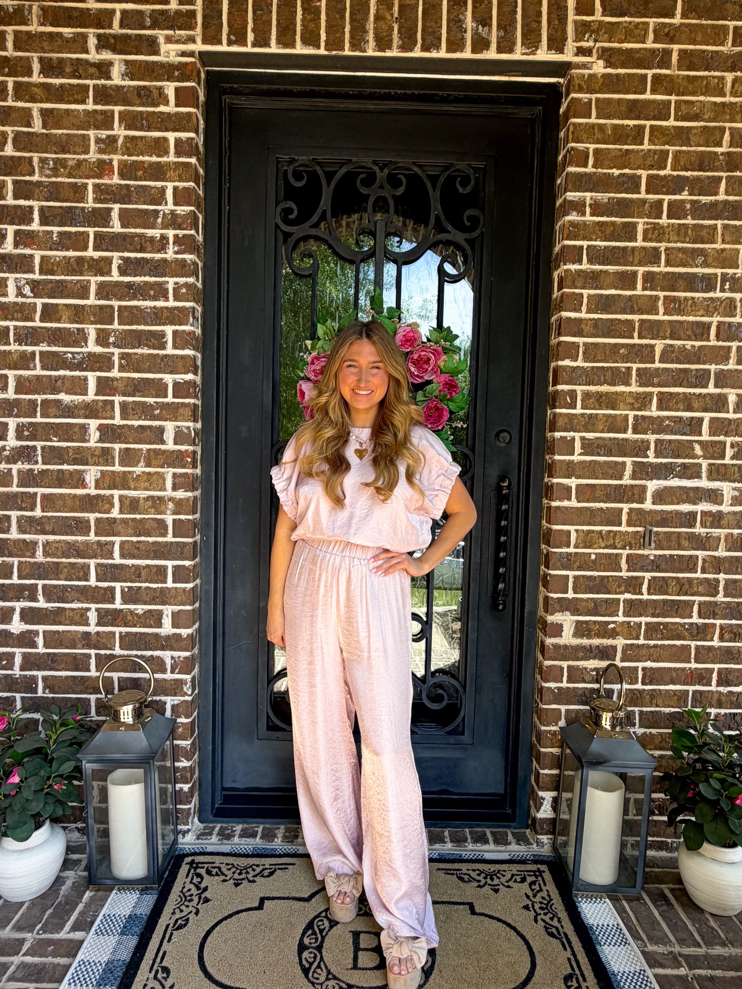 NEW Pink Fancy Rushed Pant Set