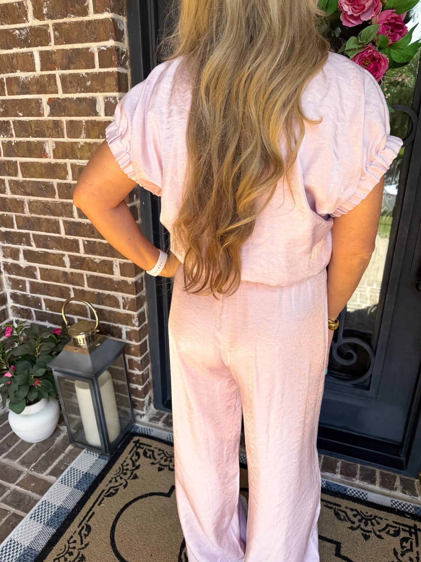 NEW Pink Fancy Rushed Pant Set