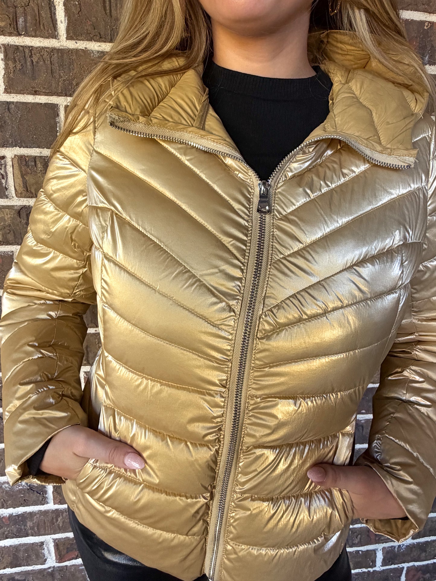 Metallic Gold Puffer Jacket