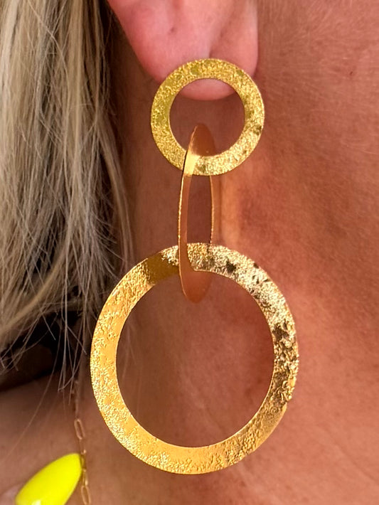 Valencia Circle Drop Gold Earrings