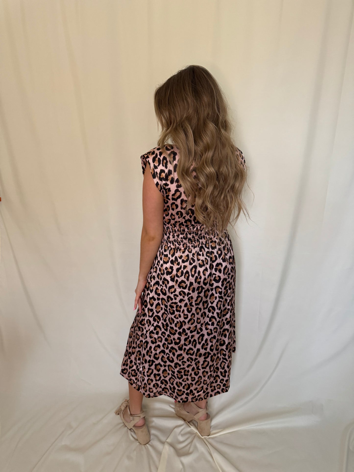 Leopard Print Zip-Front Midi Dress