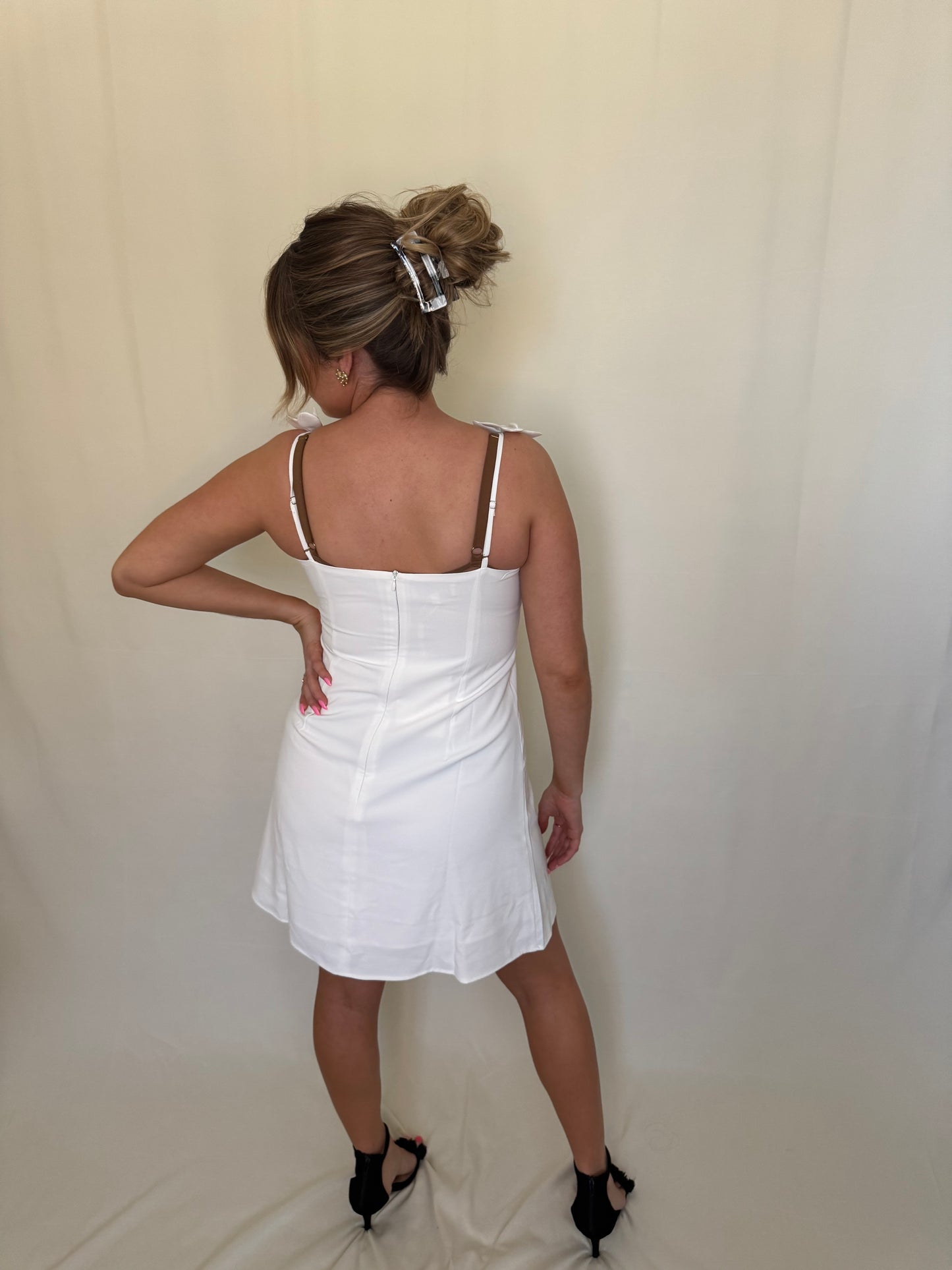 Timeless White Dress With Flower Appliqués