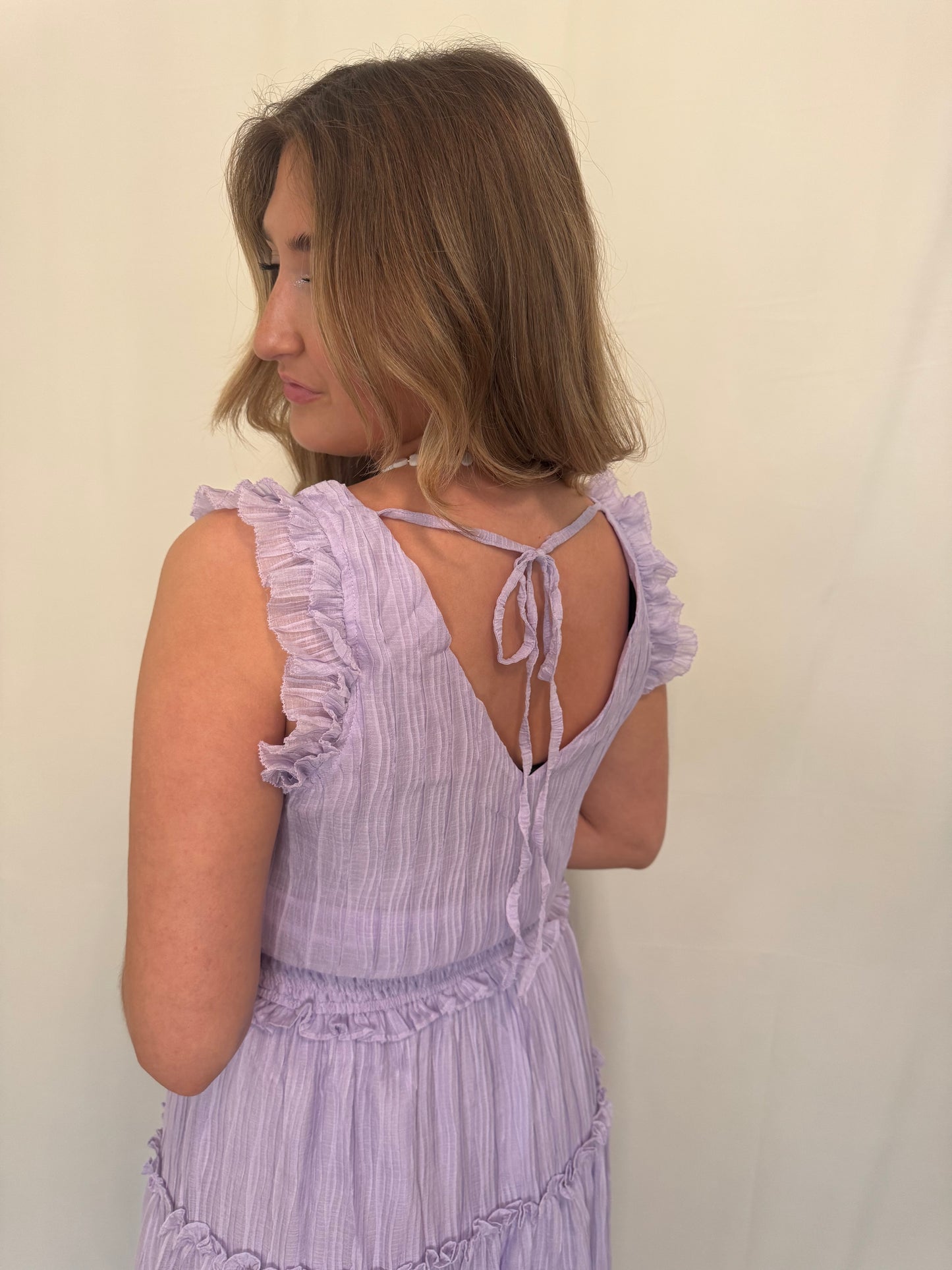 Lilac Ruffle Maxi Dress