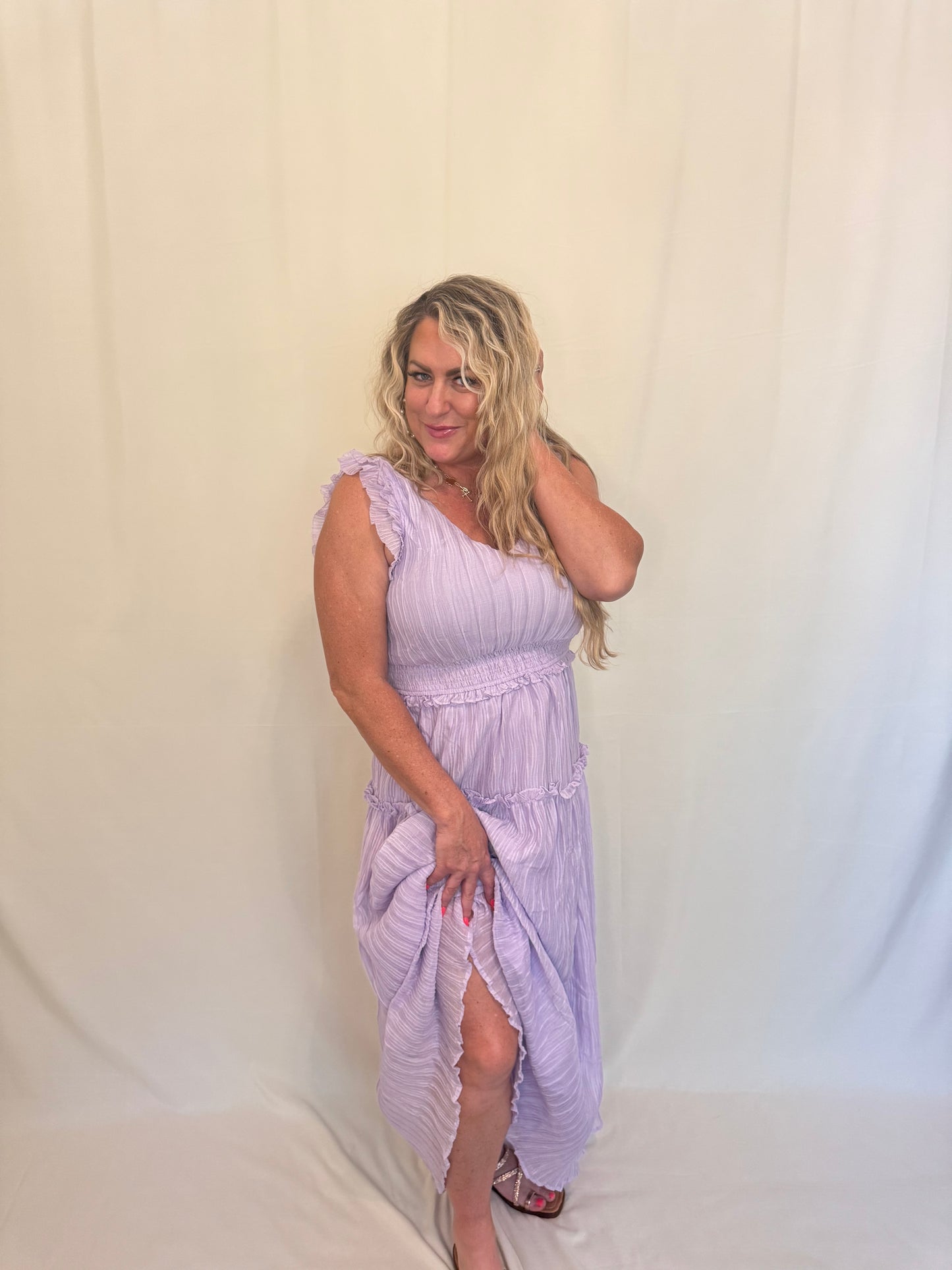 Lilac Ruffle Maxi Dress