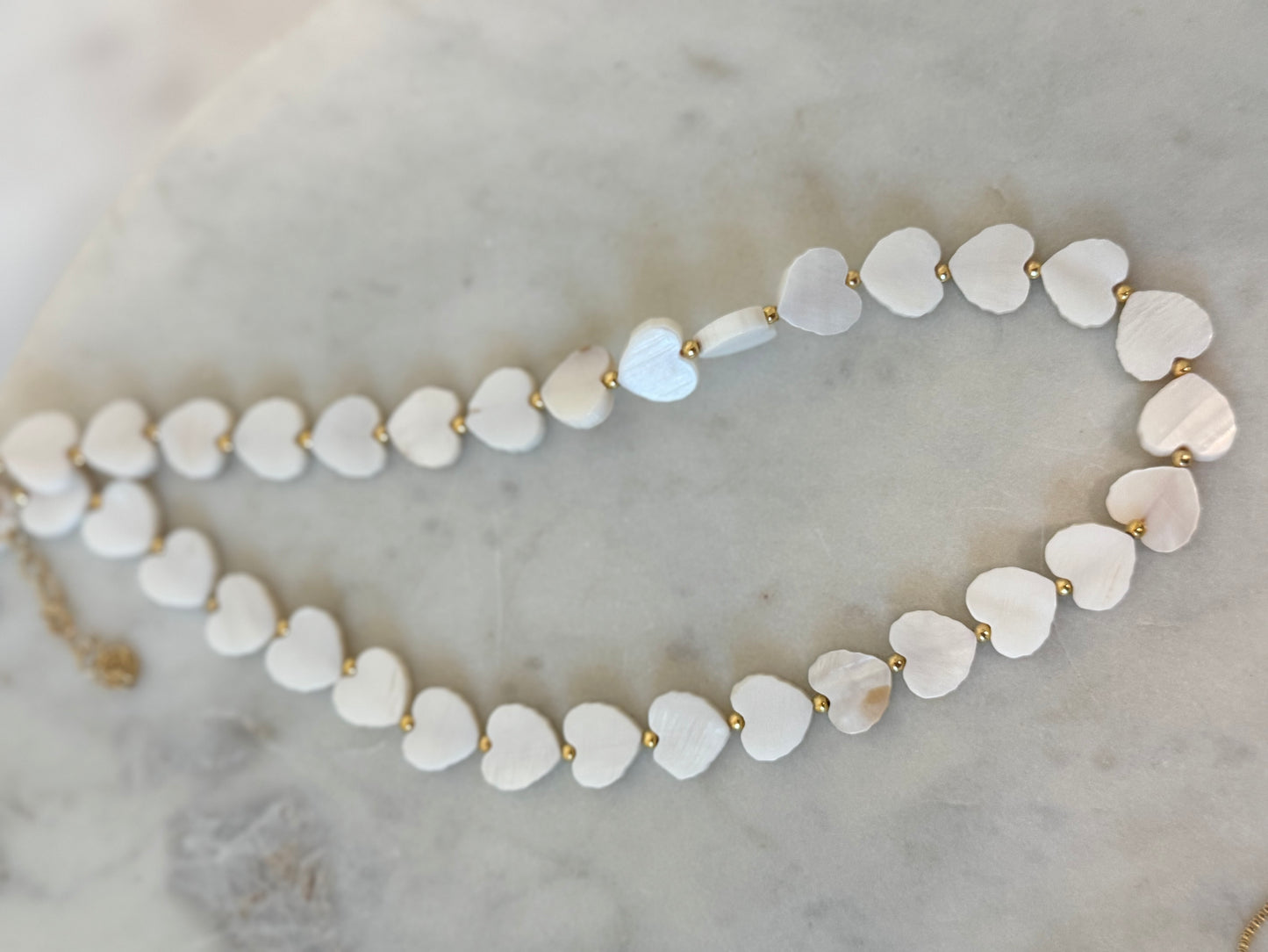 White Heart Choker Necklace