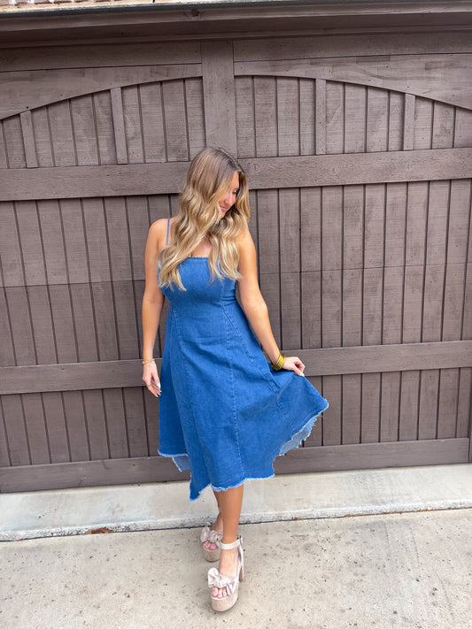 Trendy Denim Midi Dress