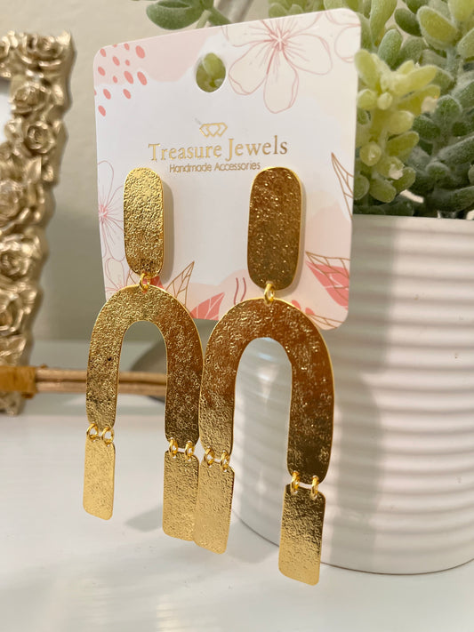 Gold Hammered Statement Earrings