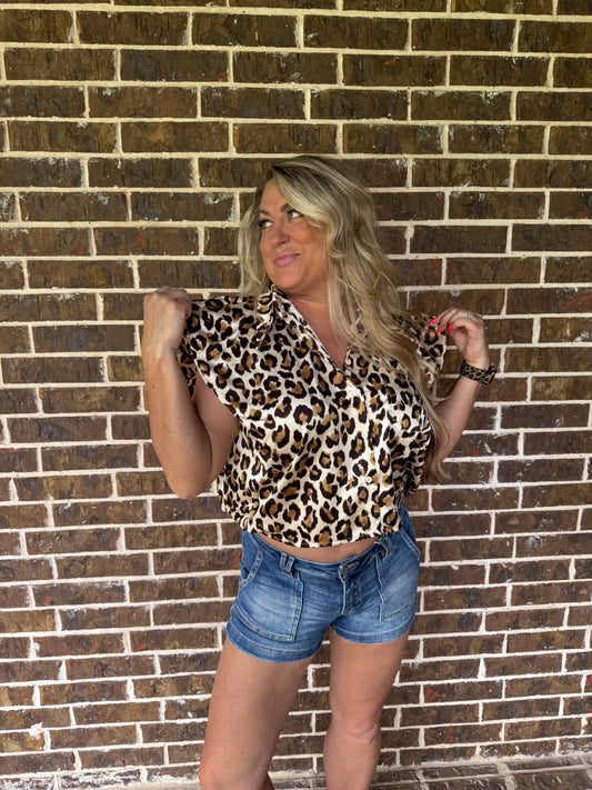 Wild Elegance Leopard Print Button-Up Top