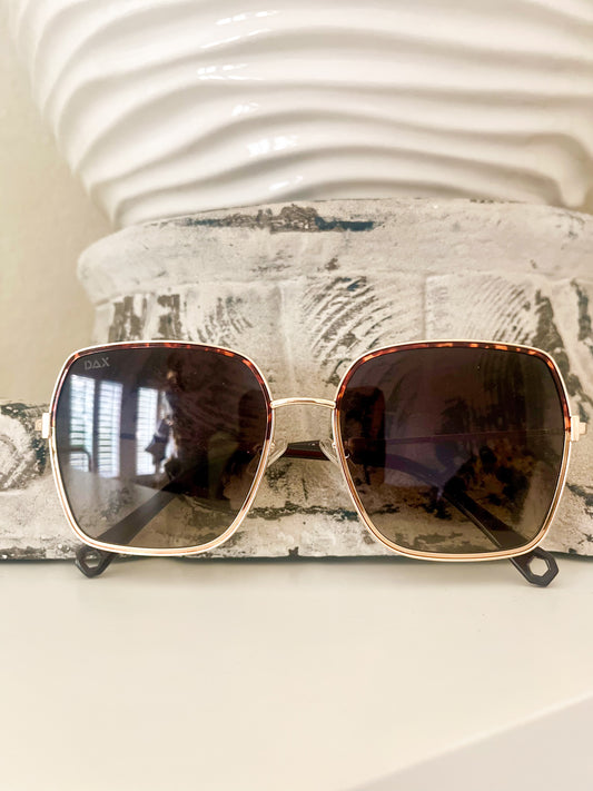 Oversized Square Sunglasses - Gold Framed