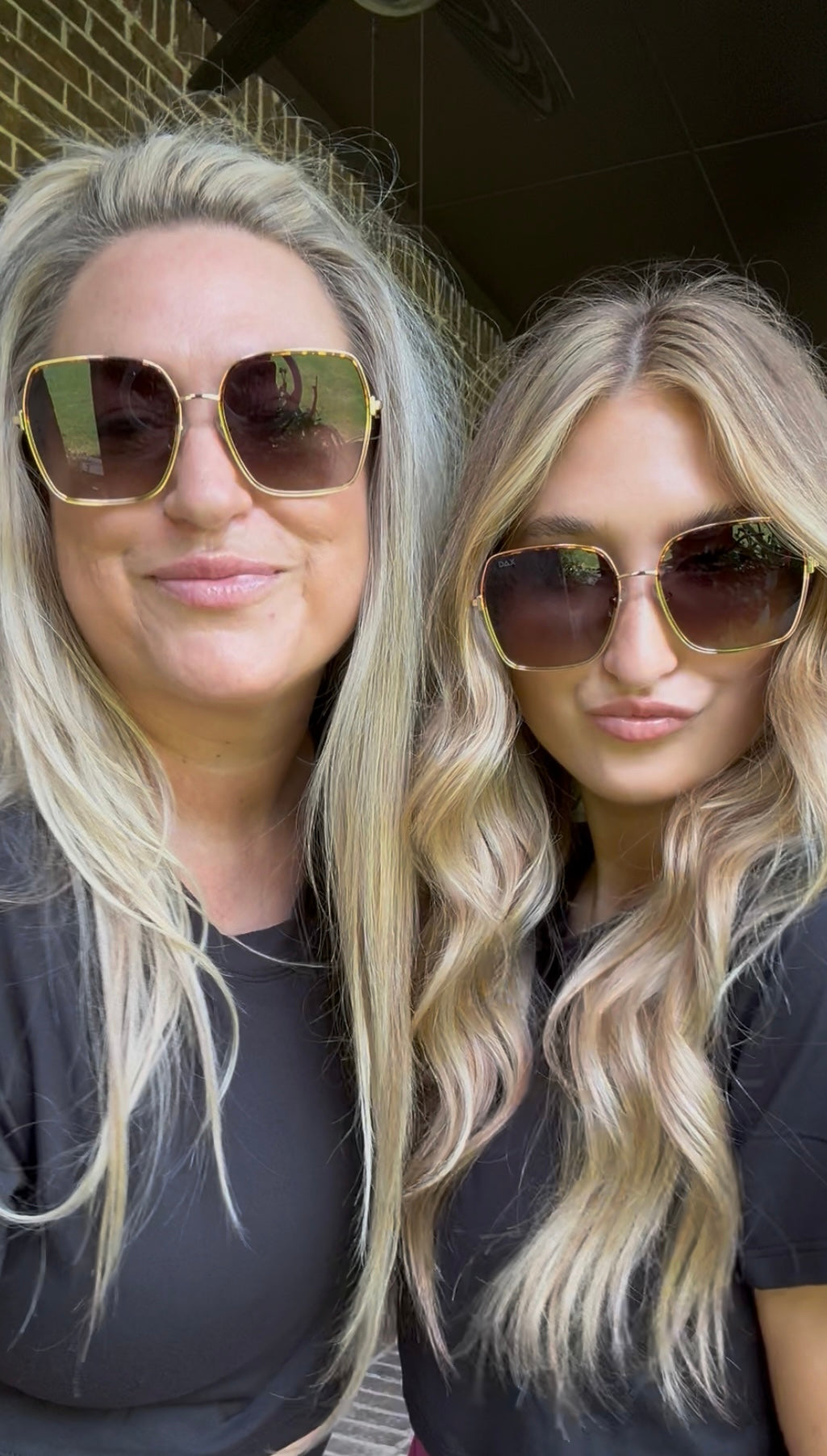 Oversized Square Sunglasses - Gold Framed