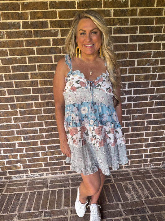 Boho Blossom Tiered Ruffle Mini Dress