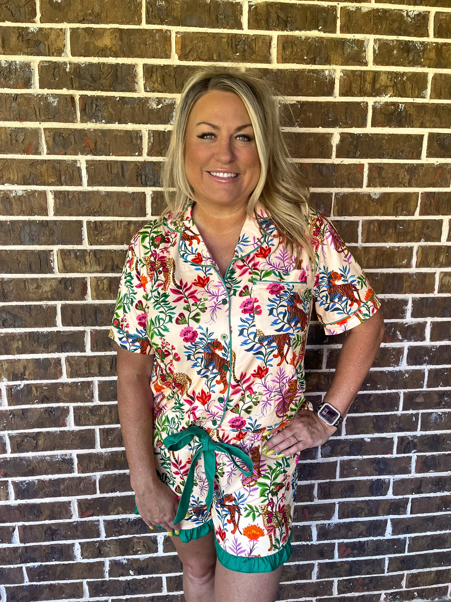 Tropical Jungle Pajama Shorts Set