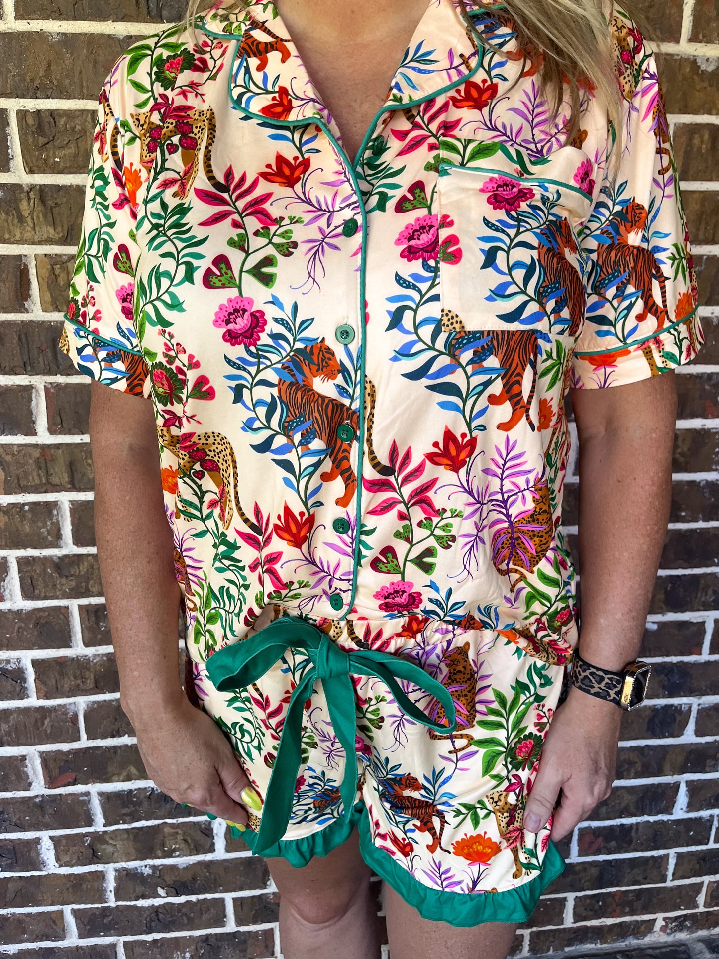 Tropical Jungle Pajama Shorts Set