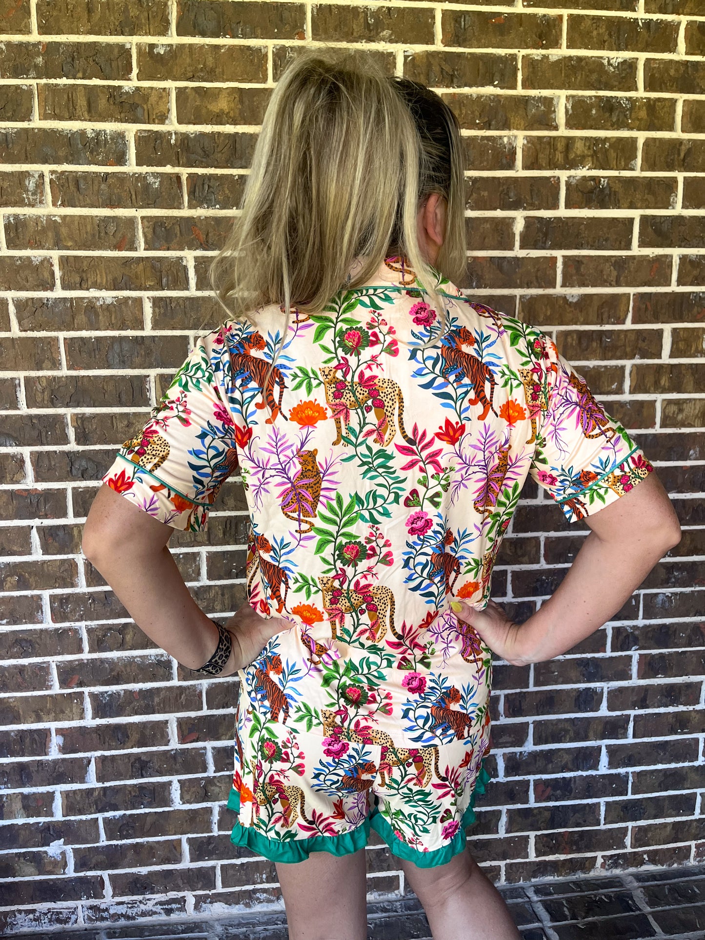 Tropical Jungle Pajama Shorts Set