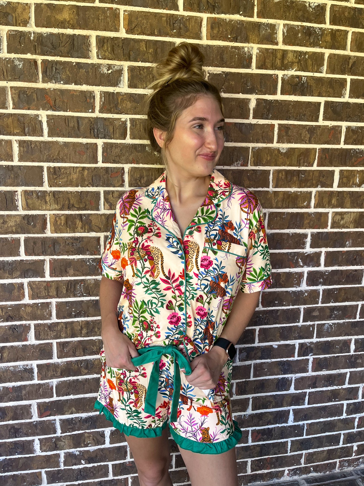 Tropical Jungle Pajama Shorts Set