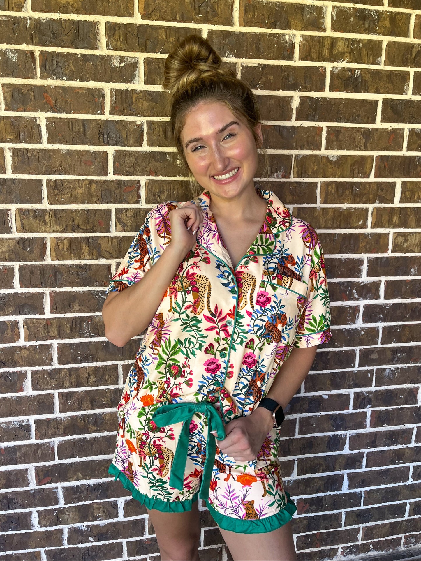 Tropical Jungle Pajama Shorts Set